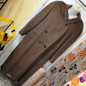 Vintage pure wool coat beautiful camel brown long jacket lined pockets 🐫